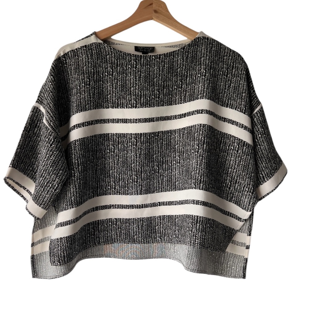 Topshop Black and White Striped Blouse